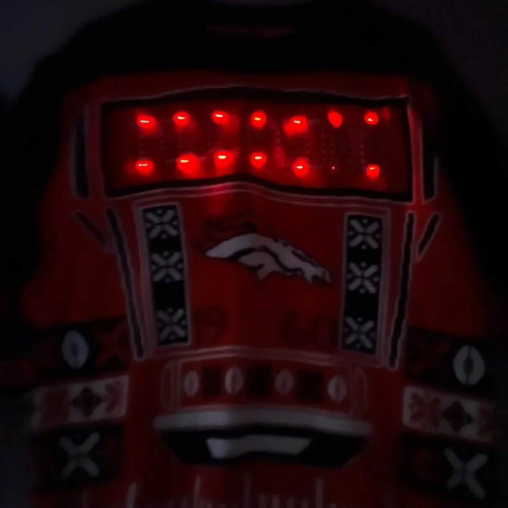 NFL Team Apparel Denver Broncos Light Up Ugly Christmas Sweater Mens L Orange